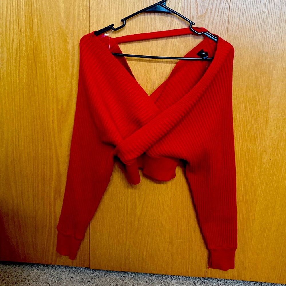 Wrap crop sweater